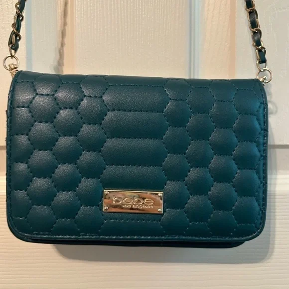 bebe Teal Crossbody Bag with Gold Chain EUC - Picture 2 of 6